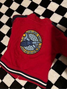 12 month red zip up tool sweater